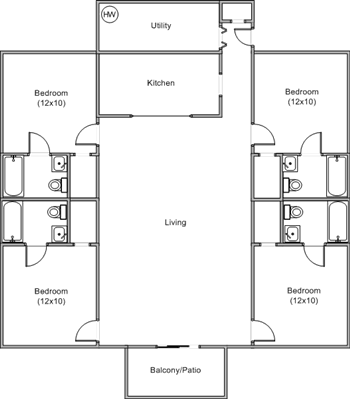 University Commons 4BR Floor Plan